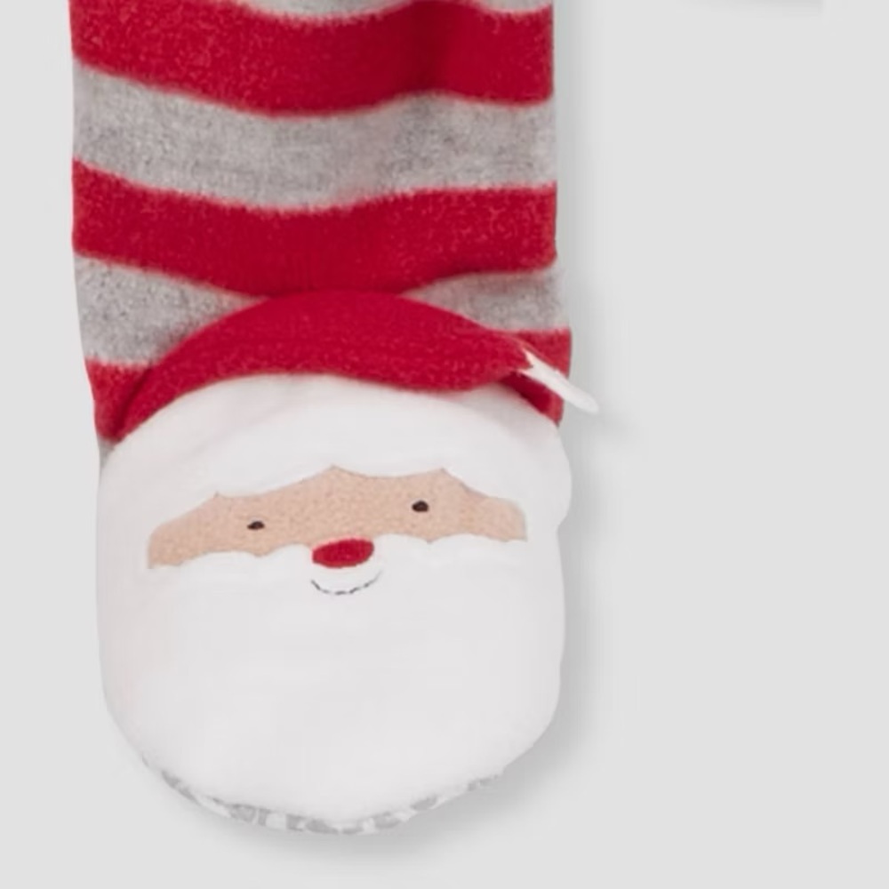 Carter's nwt Toddler Boys' Long Sleeve Christmas Fleece Footed Pajama - Red/Gray - Picture 4 of 4
